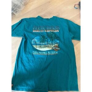 Vintage Harley-Davidson‎ Fletcher's Clearwater Florida Teal T-Shirt Large